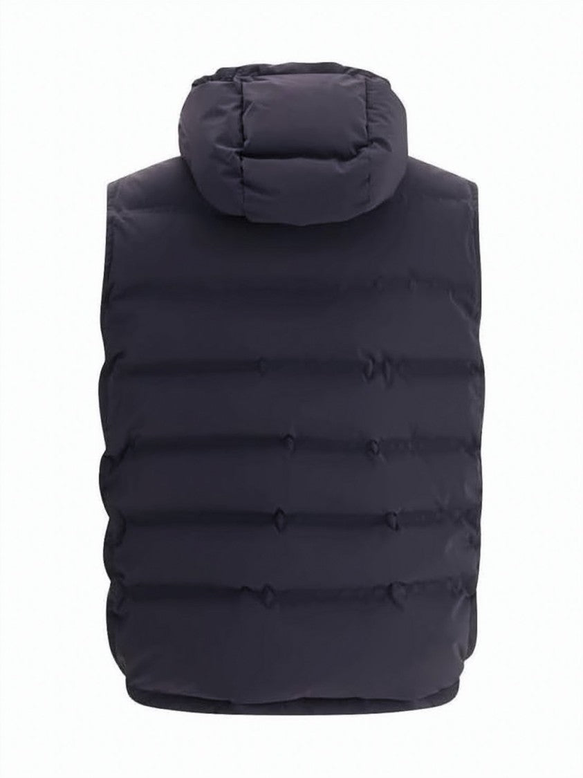 Brunello Cucinelli Quilted Taffeta Down Vest With High Collar And Hood