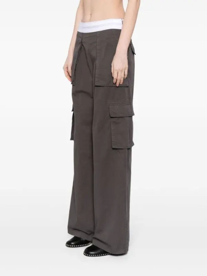 Alexander Wang Grey Wide-Leg Flap Pocket Cotton Cargo Pants