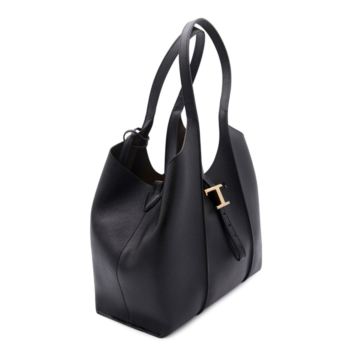 Tod's Structured Black Tote Bag With T-Shaped Buckle