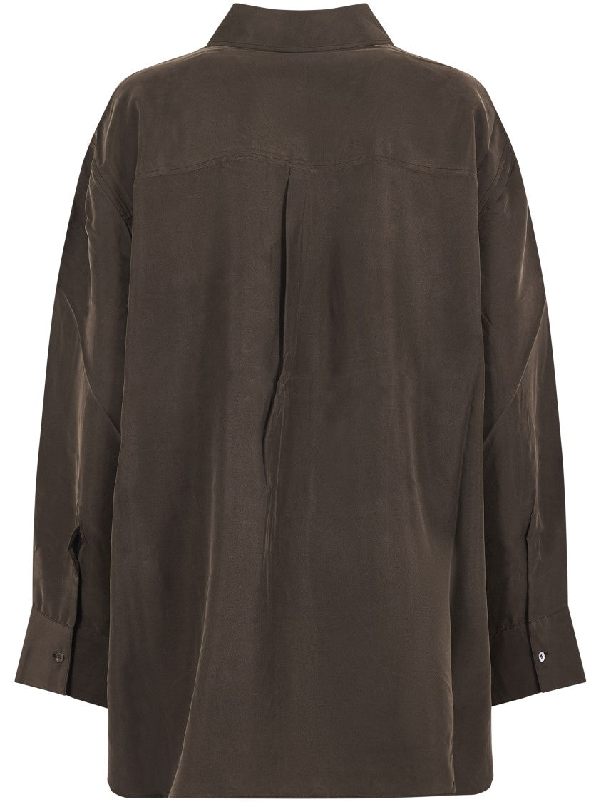 Soeur Relaxed Fit Brown Shirt With Classic Collar