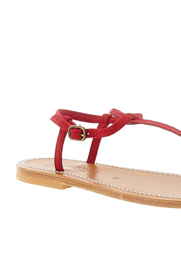 K Jacques St Tropez Red Picon Leather And Suede Sandals