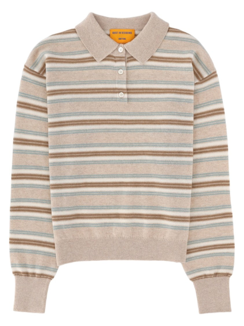 Guest In Residence Cashmere Polo Sweater With Horizontal Stripes And Classic Collar