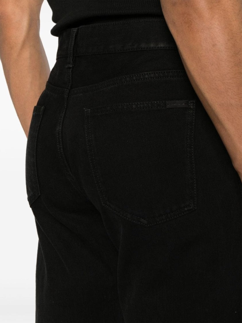 Saint Laurent Black Straight-Leg Structured Denim Jeans