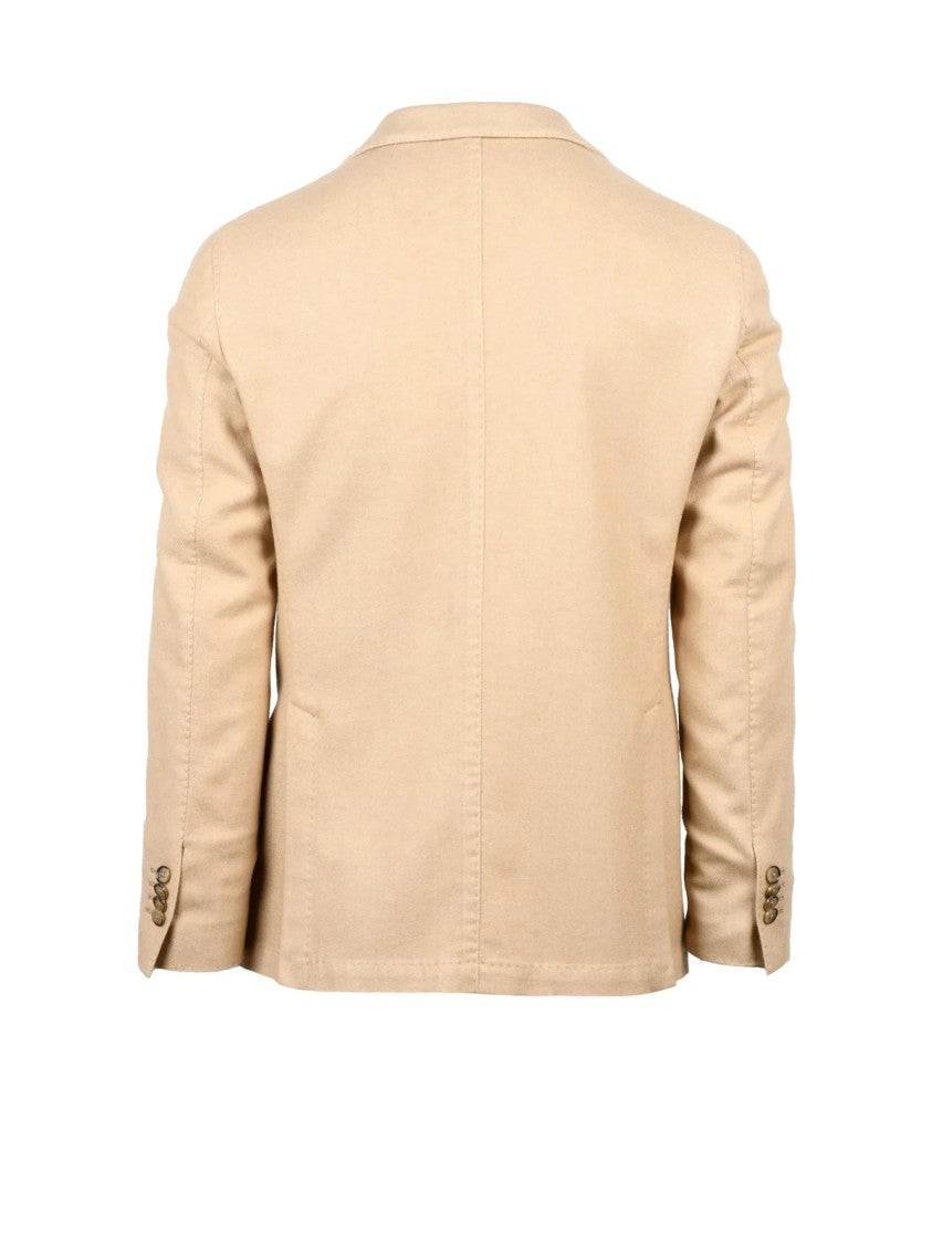 L.B.M. 1911 Rounded Beige Blazer With Notch Lapels And Dynamic Fit