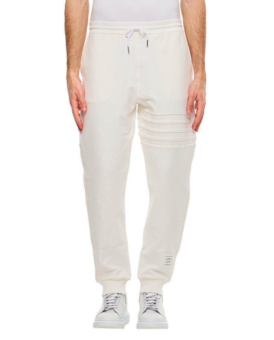 Thom Browne White Sweatpants With Embossed Seams