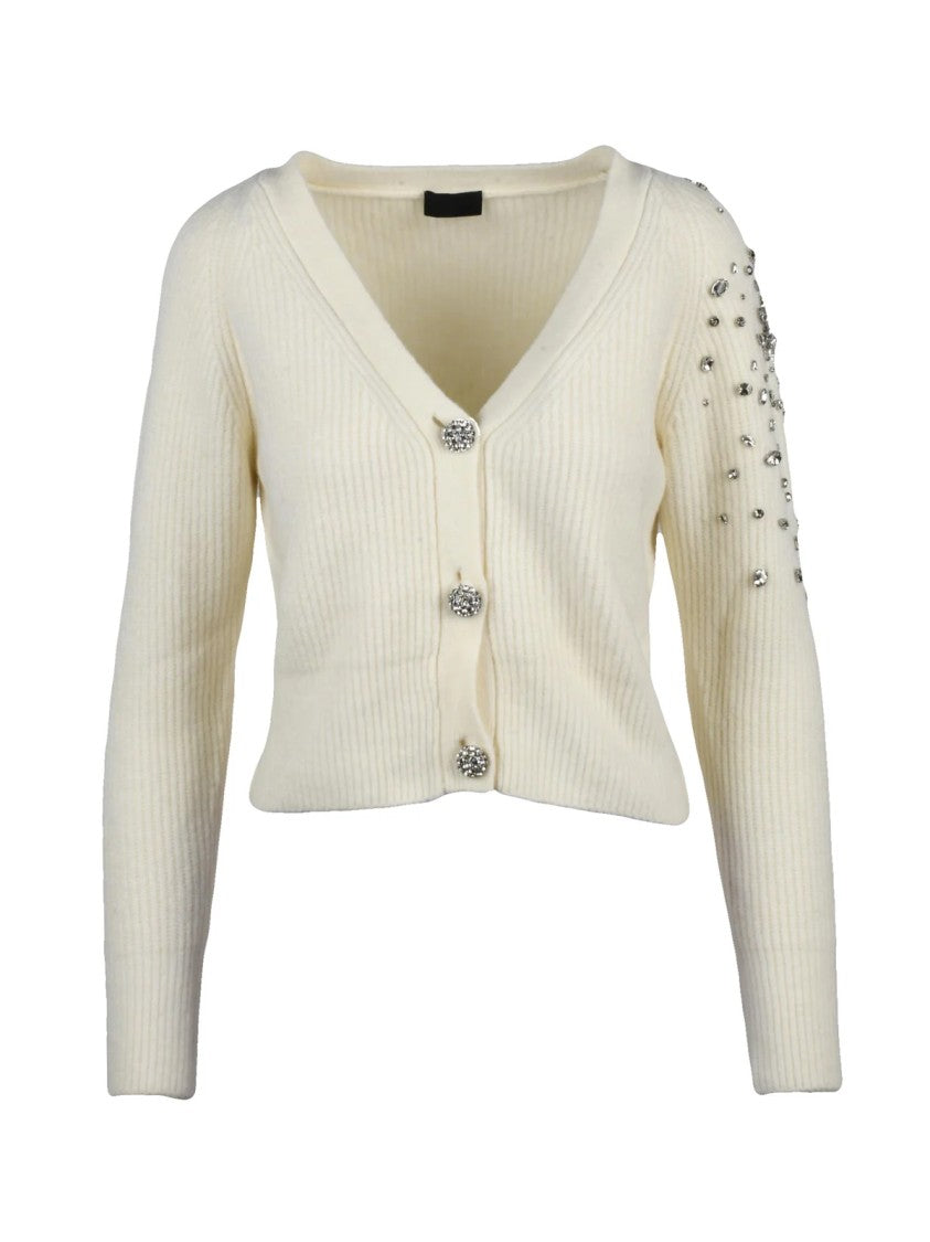 Liu Jo White Jewel Button Accents V-Neck Cardigan