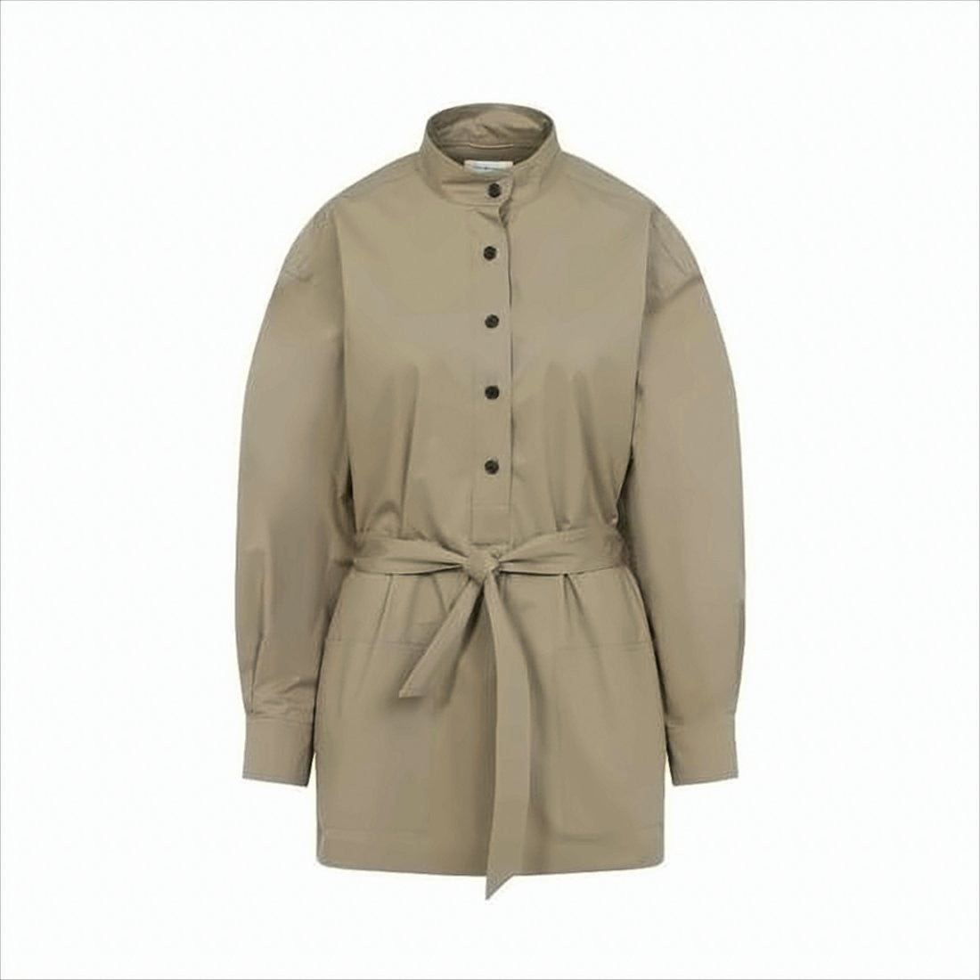 Saint Laurent High Stand Collar Long-Sleeved Shirt With Self-Tie Belt