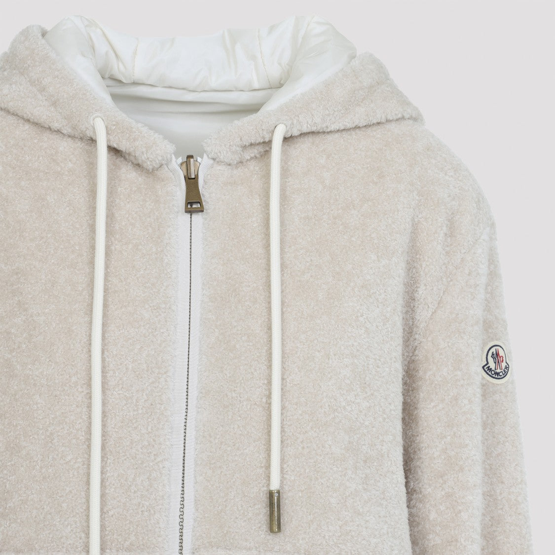 Moncler Zip Up White Acrylic Jacket