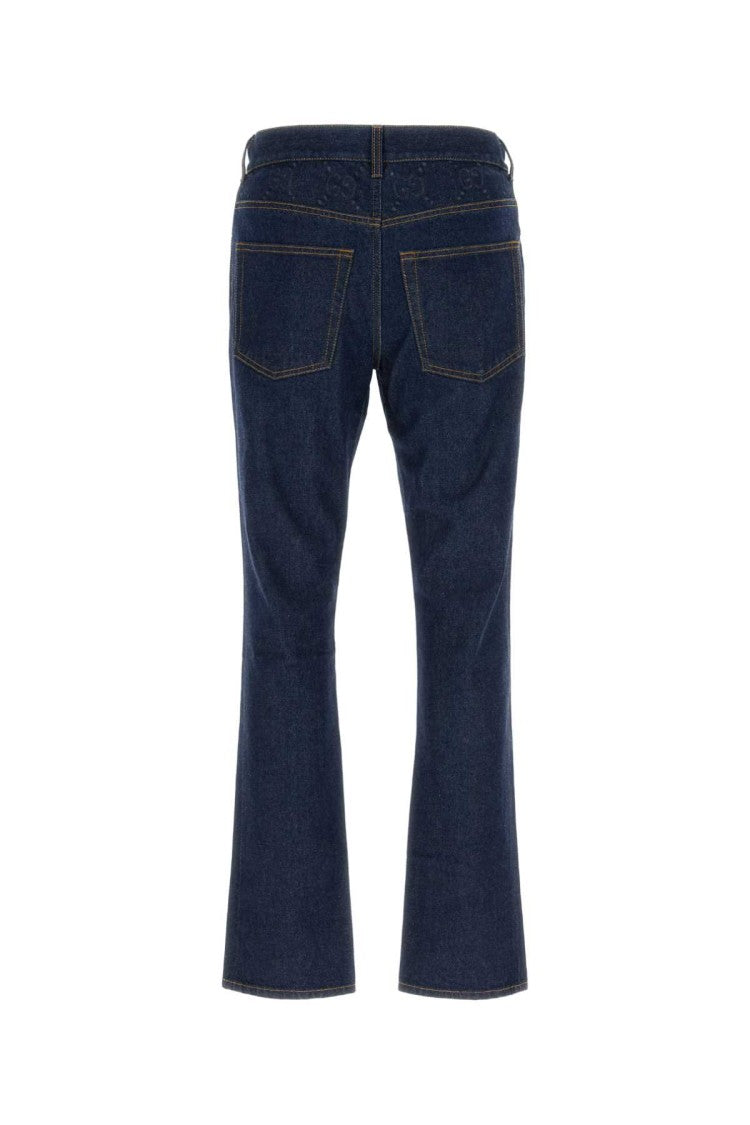 Gucci Flared Blue Denim Jeans With High Waist