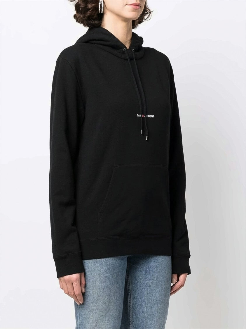 Saint Laurent Classic Black Hoodie With Embroidered Logo