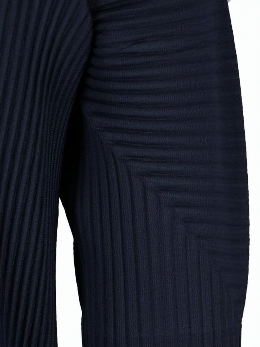 Homme Plissé Issey Miyake Pleated Blue Long-Sleeve Top With Unique Texture