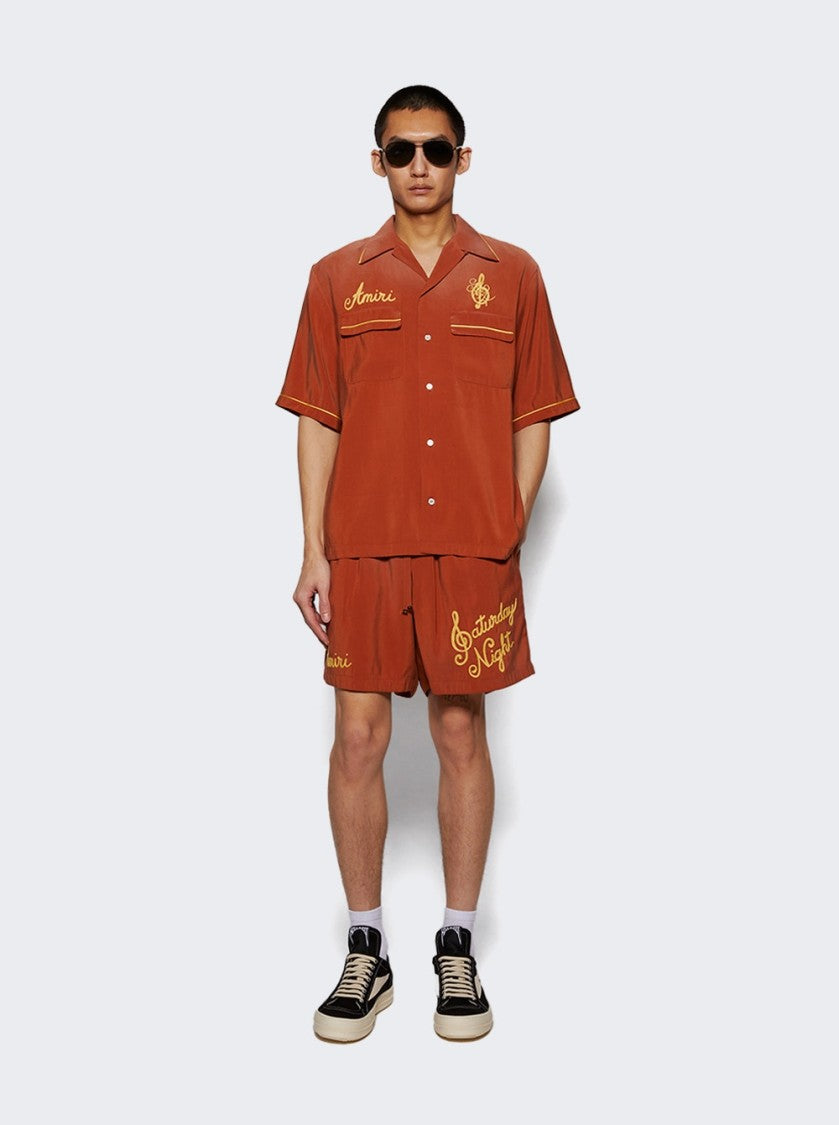 Amiri Saturday Night Camp Shirt Burnt Orange
