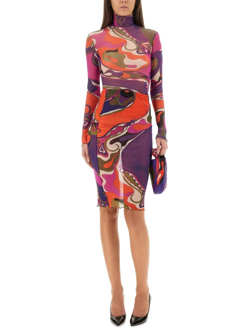 Pucci Orchid Print Midi Skirt