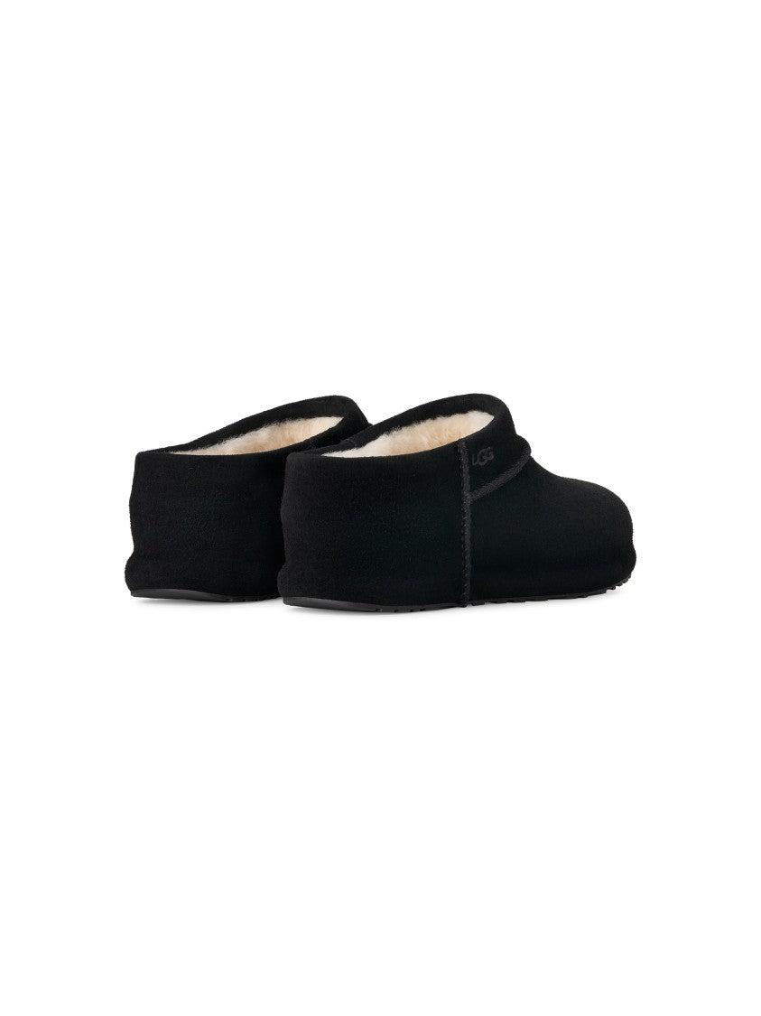Ugg Suede Slip-On Clog With Sheepskin Lining And Low Platform