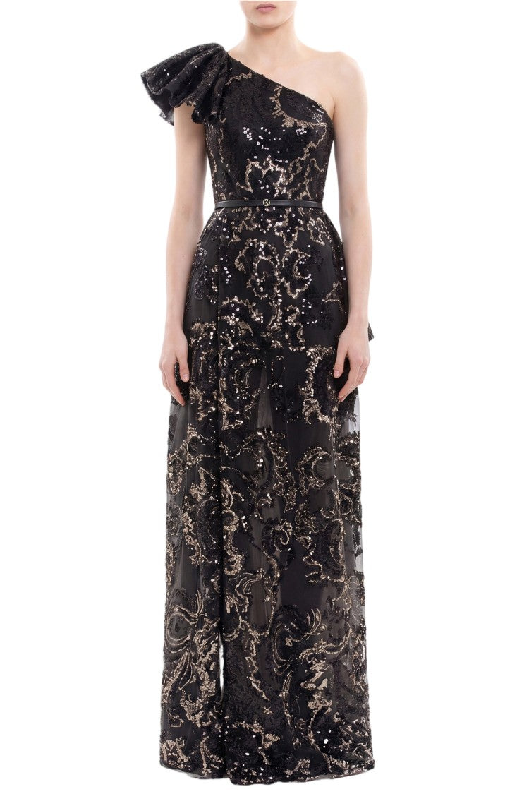 Saiid Kobeisy Ruffle Embroidered Long Dress