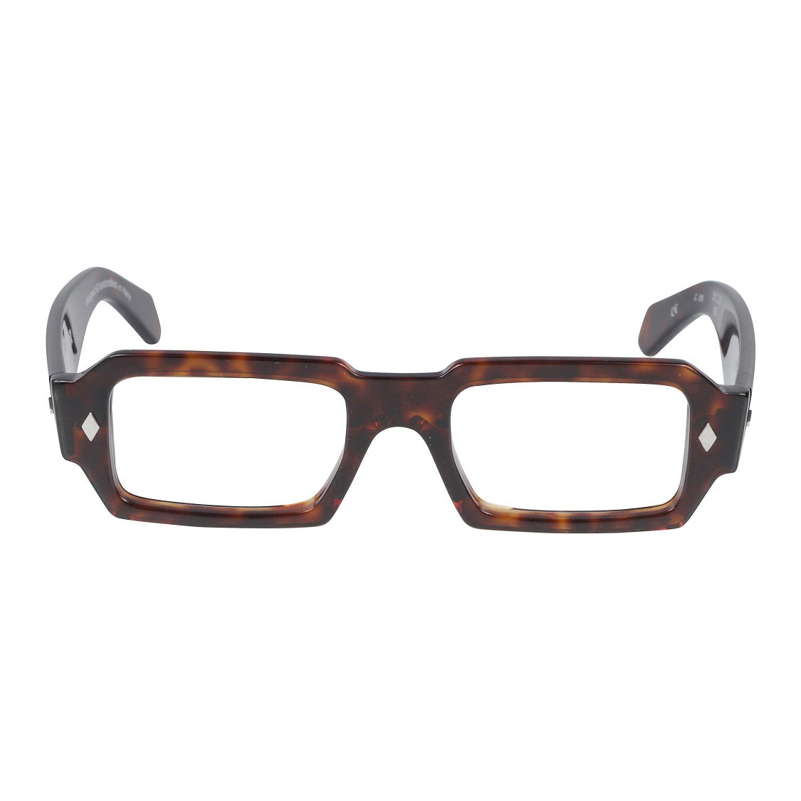 Kador Rock Star Bold Rectangular Tortoiseshell Eyeglasses With Silver Accents