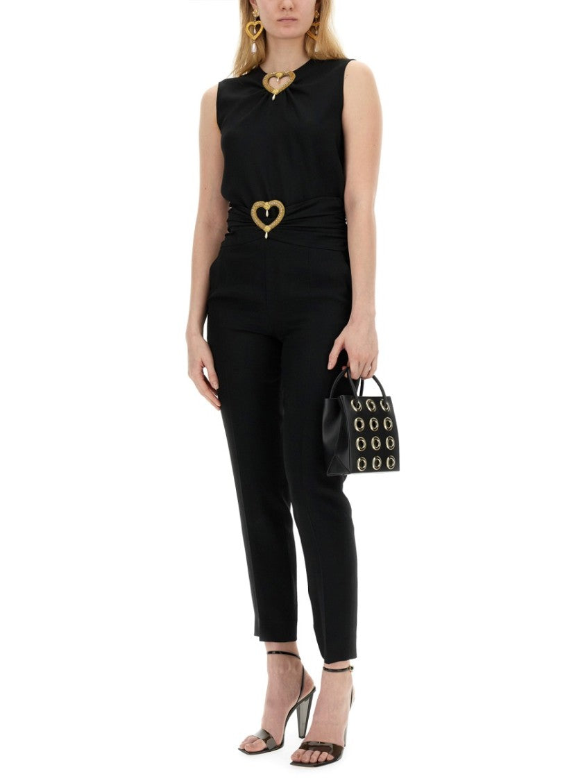 Moschino Slim-Fit Pants With Heart-Shaped Waist Detail