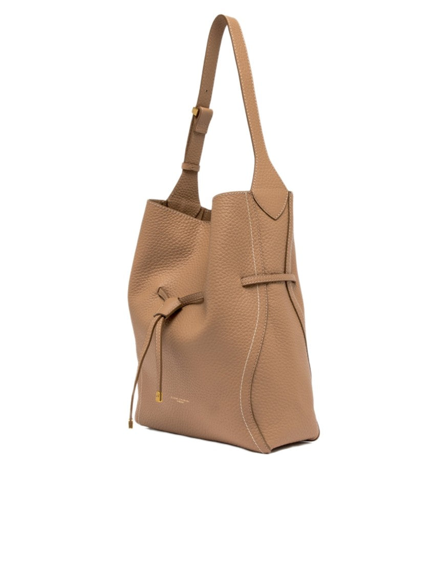 Gianni Chiarini Double-Grain Leather Bag With Contrast Stitching And Iconic Details