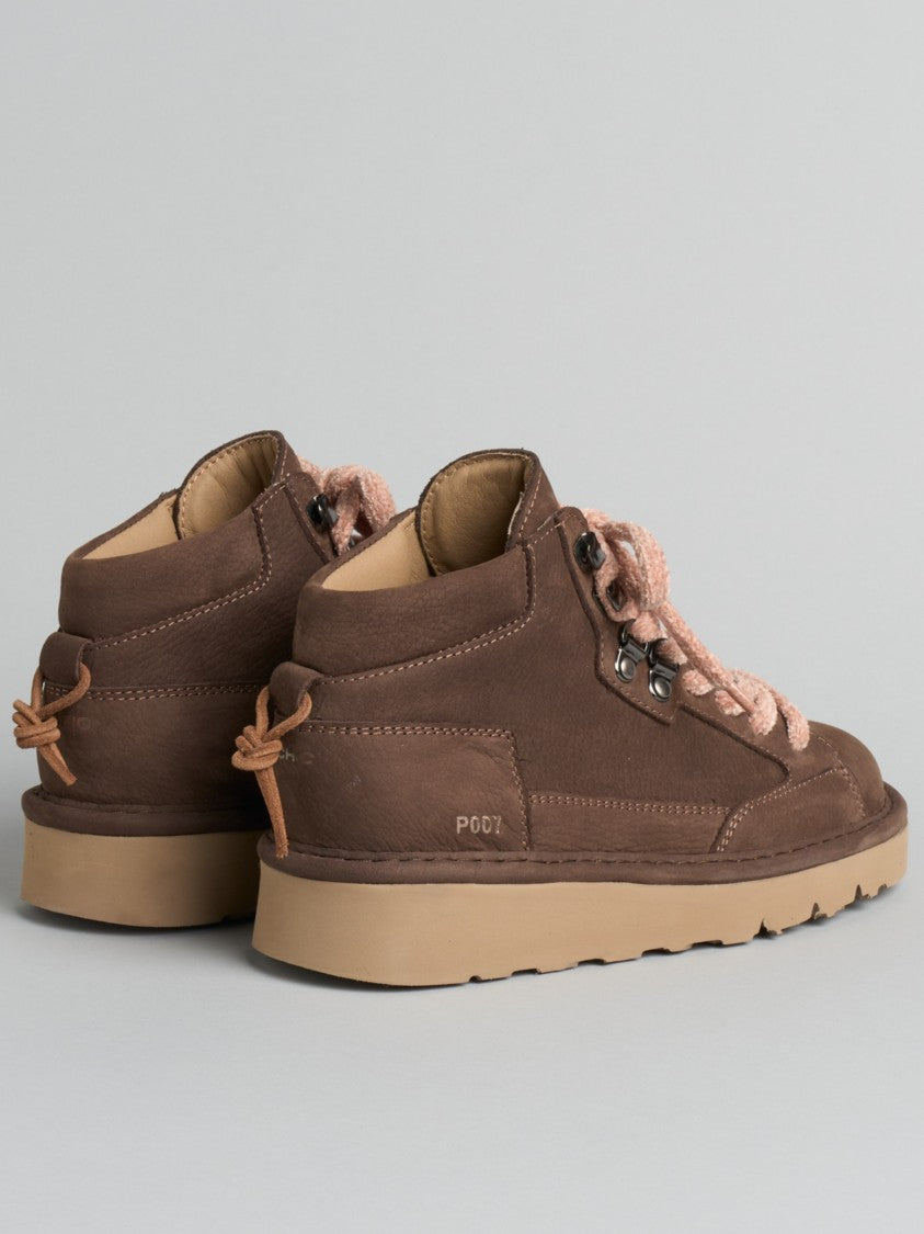 Panchic Mid-Top Sneakers In Rich Brown Nubuck Leather