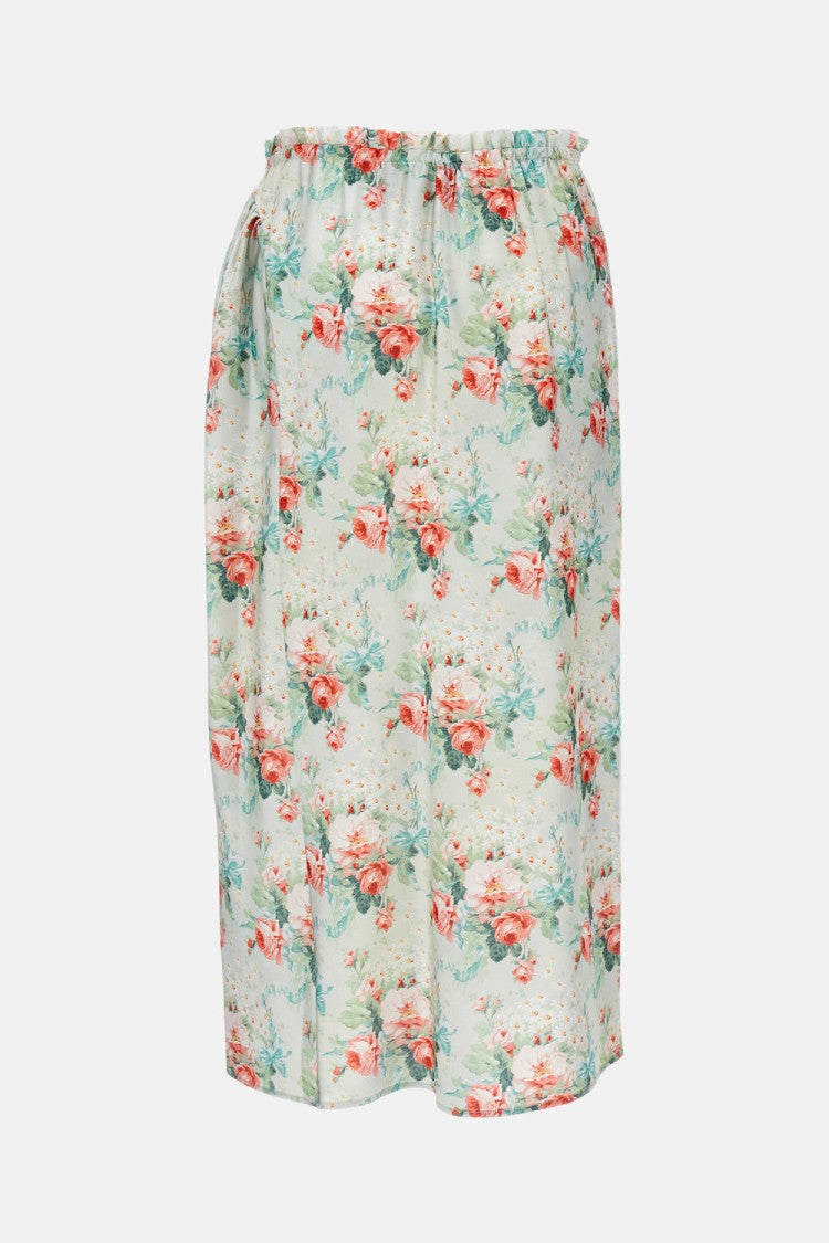 Simone Rocha Floral Print Long Skirt With Elastic Waistband