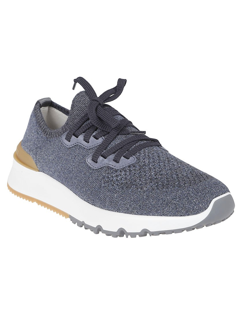 Brunello Cucinelli Knitted Fabric Sneakers With Sock-Like Collar