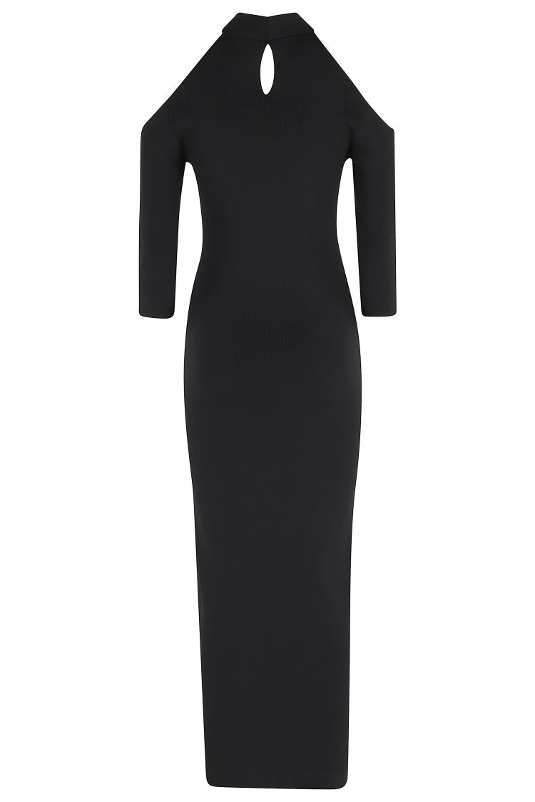 Federica Tosi Black Crossover Neckline Jersey Viscose Evening Dress