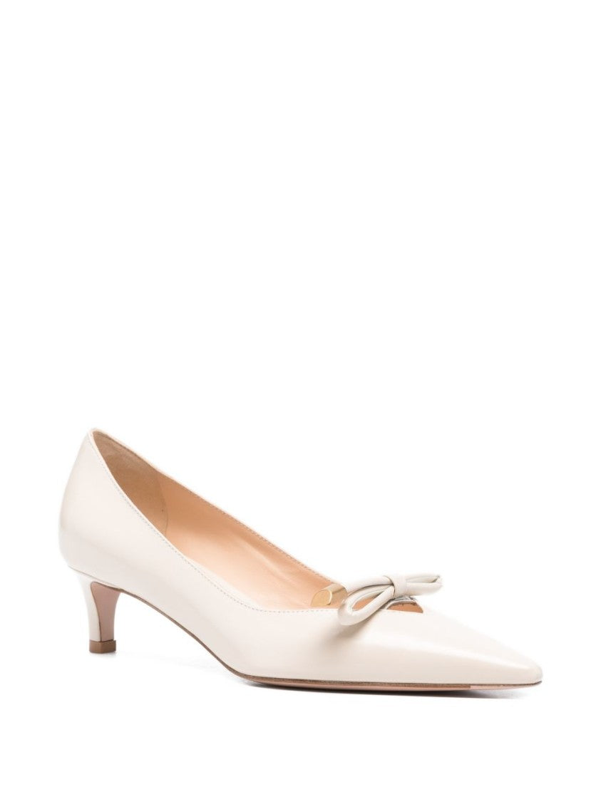 Roberto Festa Beige Bow Detail Pointed Toe Heels
