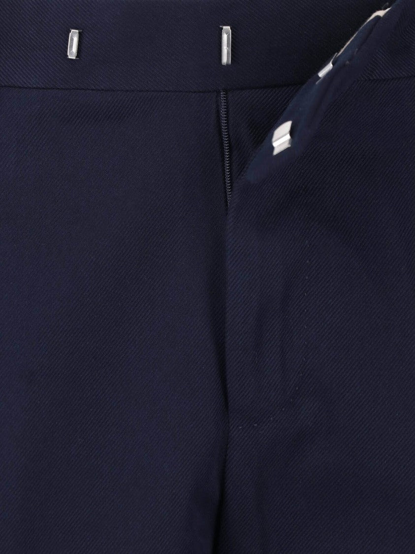 Pt Torino Blue High-Waisted Pleated Virgin Wool-Blend Formal Pants