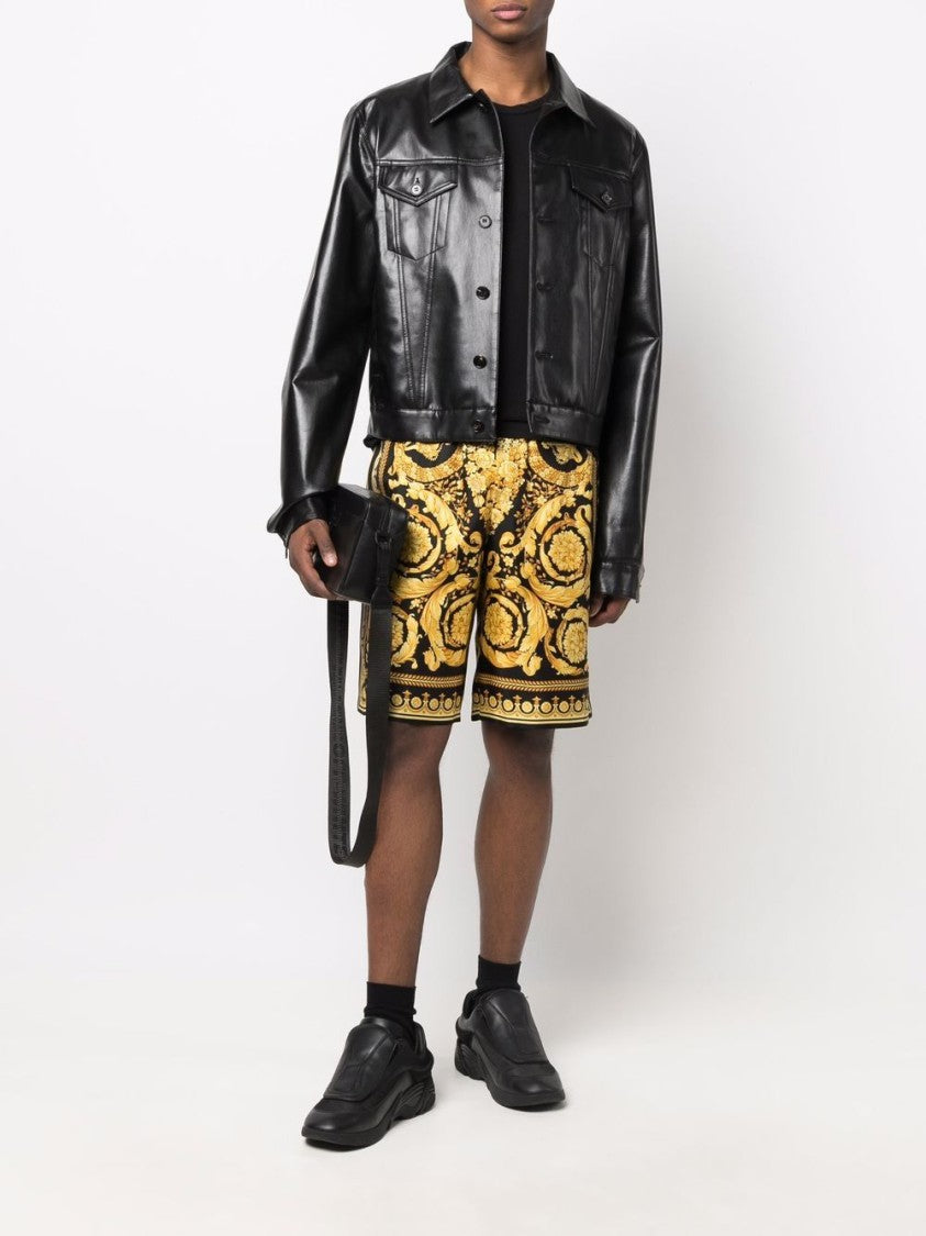 Versace Barocco-Print Silk Shorts With Elasticated Waistband