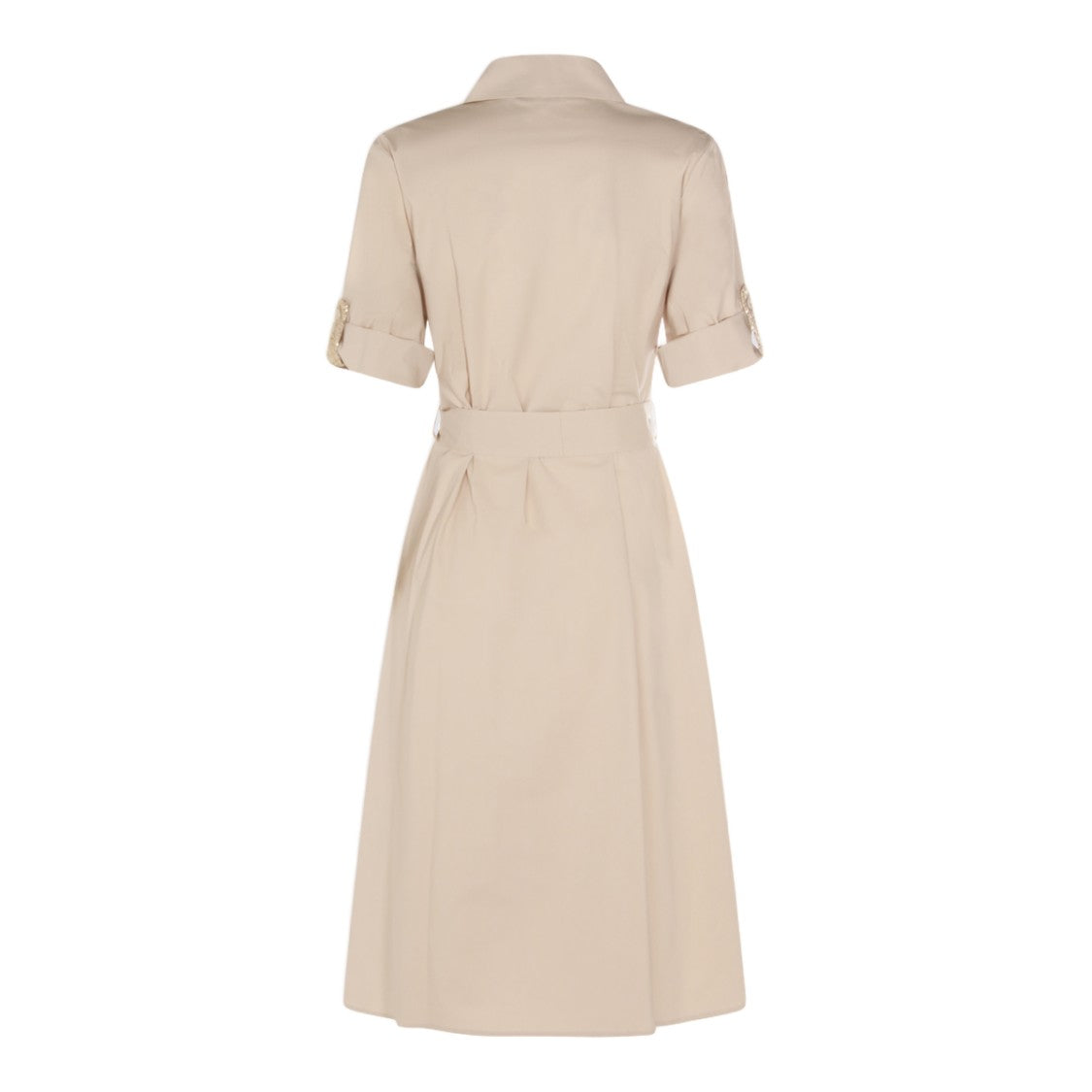Antonelli Firenze Belted Beige Midi Dress With Classic Shirt Collar