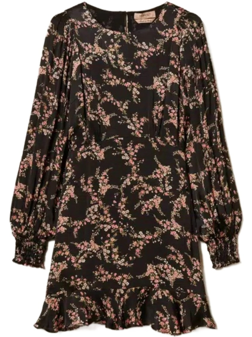 Twin-Set Short Black Floral Day Dress