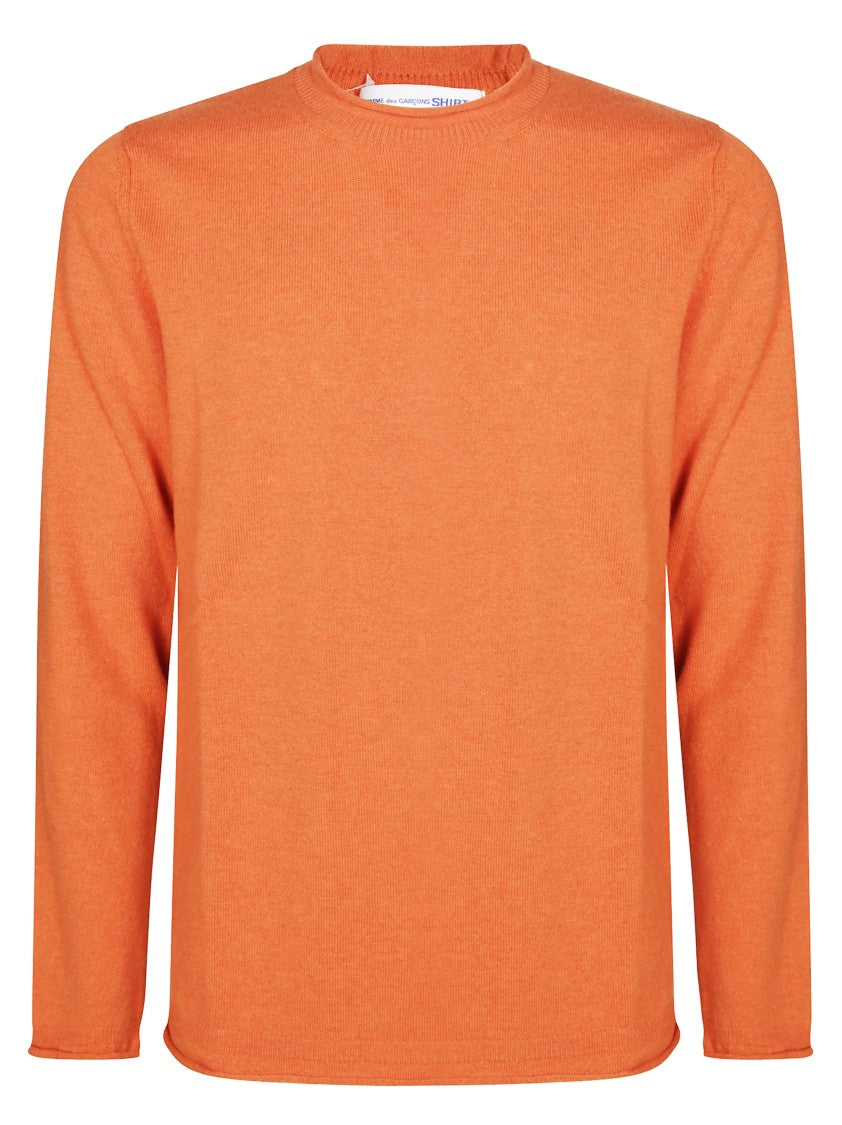 Comme Des Garçons Ribbed Crew Neck Black Wool Sweater