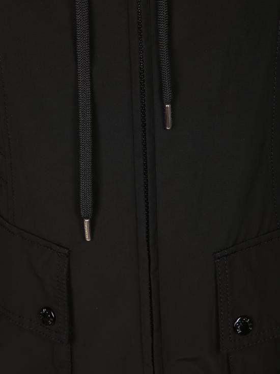 Moncler Fitted Black Jacket With Adjustable Waist