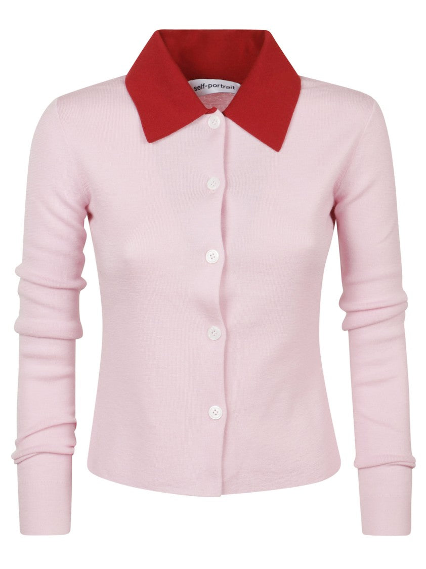 Self-Portrait Fitted Sweater With Button-Down Front