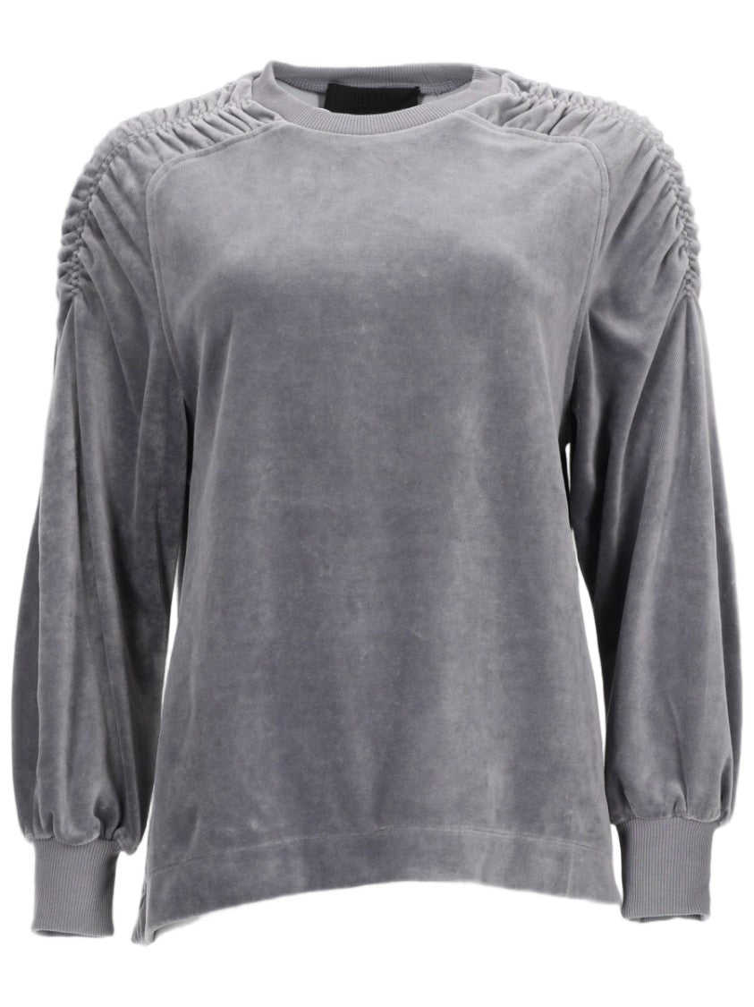 Alberta Ferretti Plush Chenille Sweatshirt With Gathered Shoulder Detailing