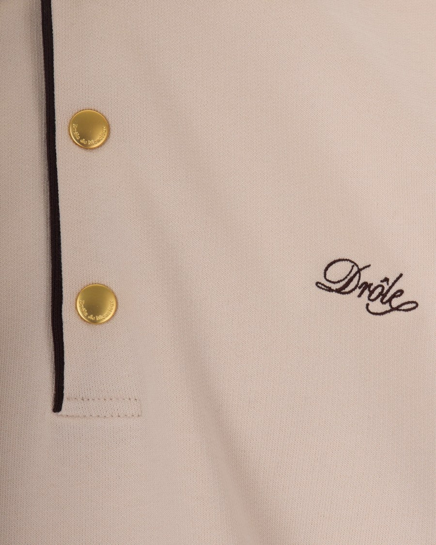 Drôle De Monsieur Polo Shirt With Contrast Embroidery And Ribbed Details