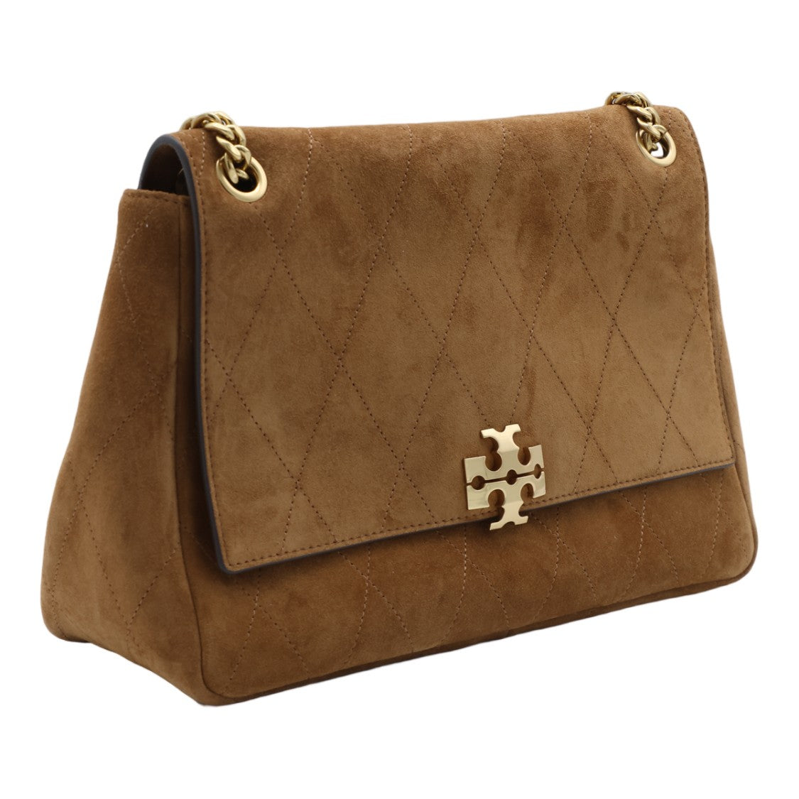 Tory Burch Medium Suede Diamond-Quilted Shoulder Bag