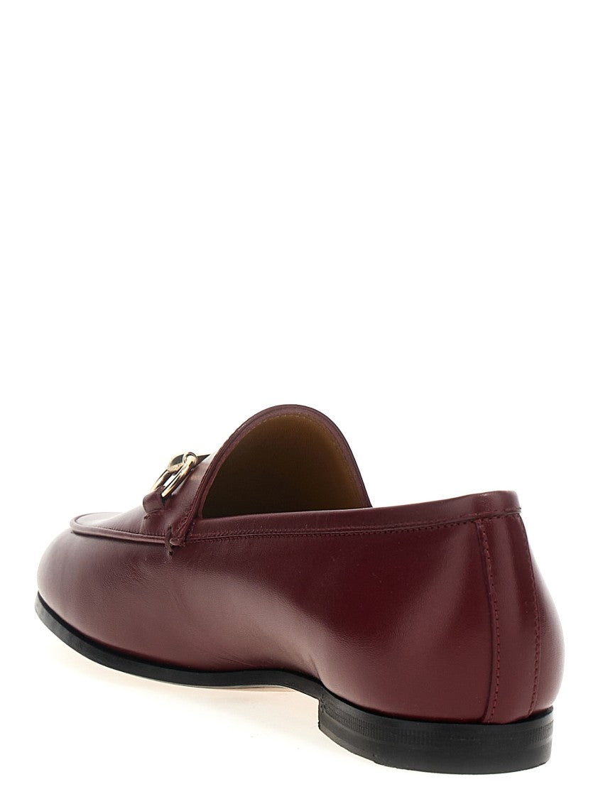 Gucci Burgundy Leather Loafers With Metal Clamp Detail