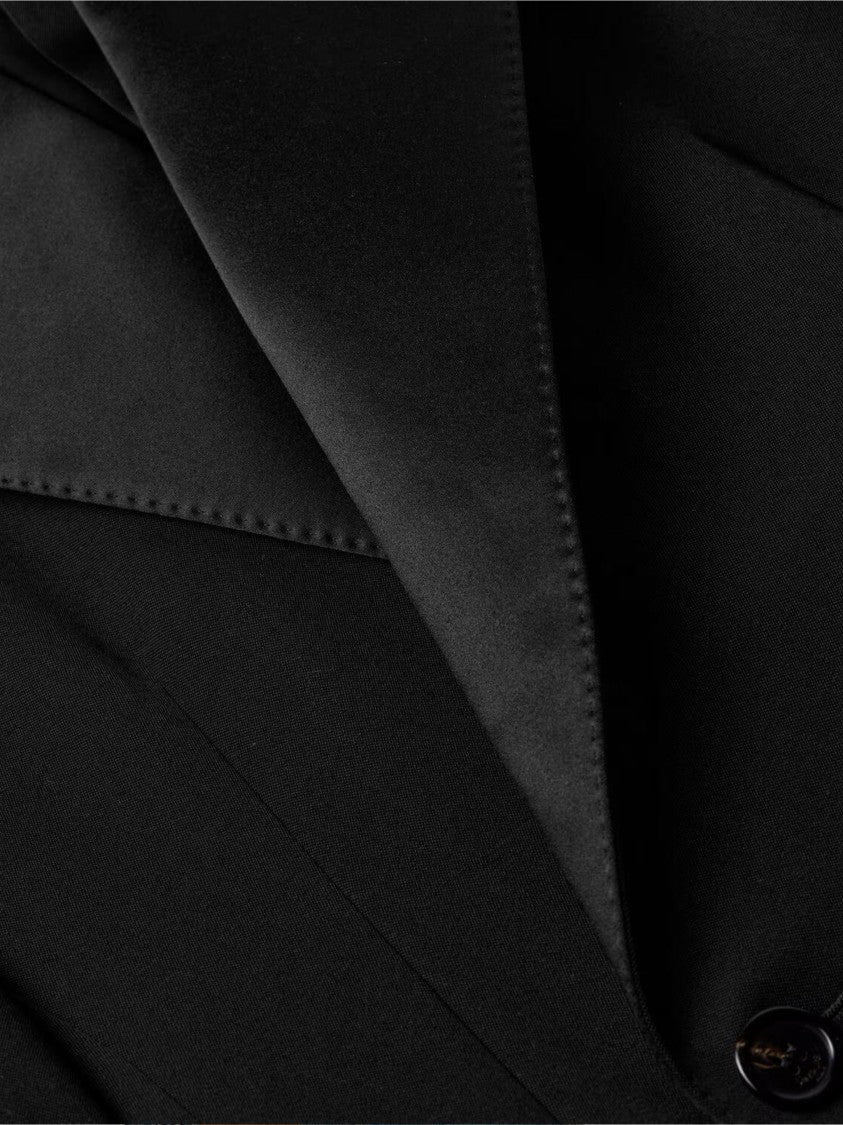 Saint Laurent Veste Double-Breasted Satin-Lapel Blazer