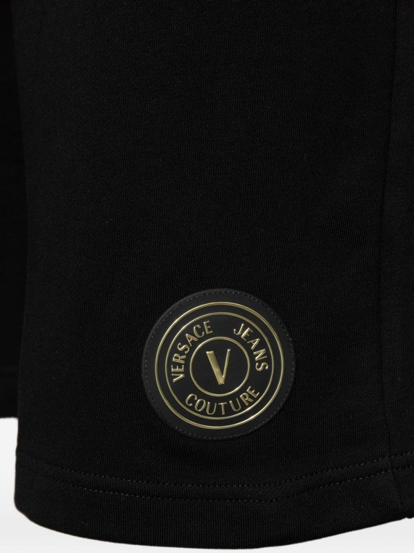 Versace Jeans Couture Black Logo Patch Jersey Shorts