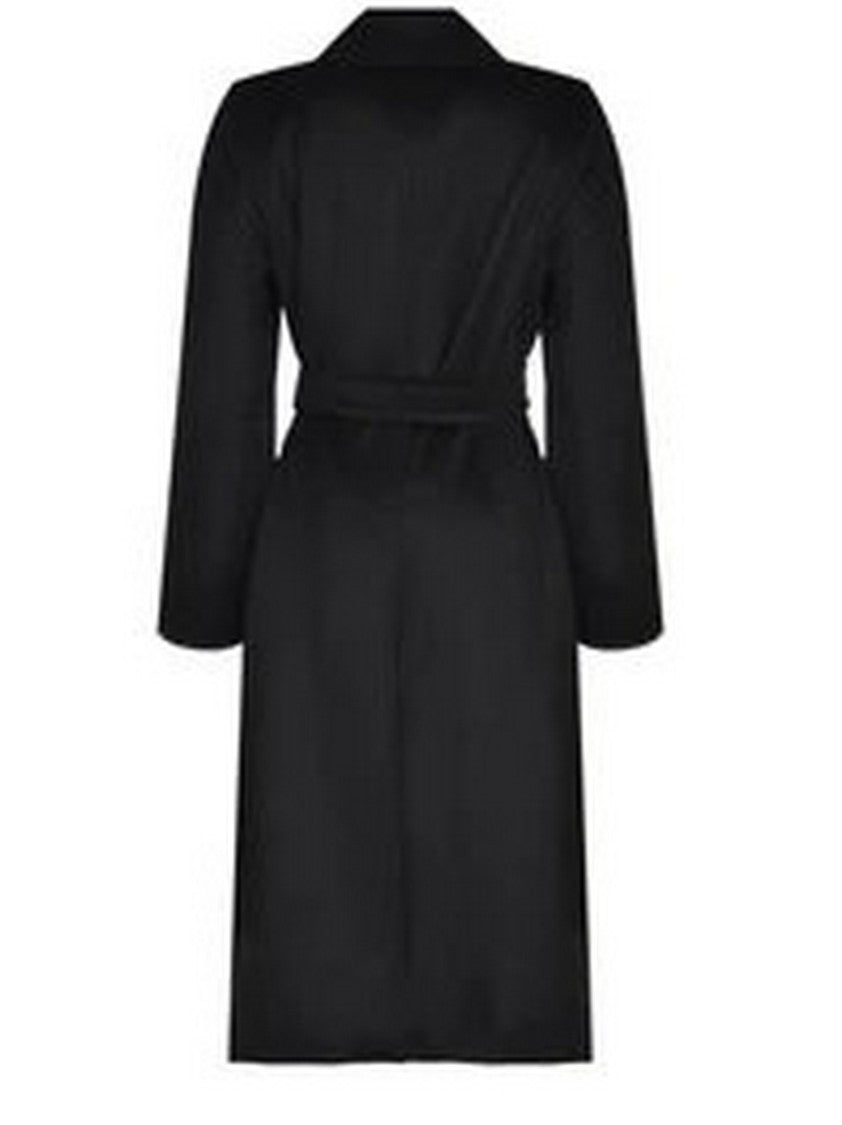 Max Mara Black Manuela Belted Wrap Camel Coat