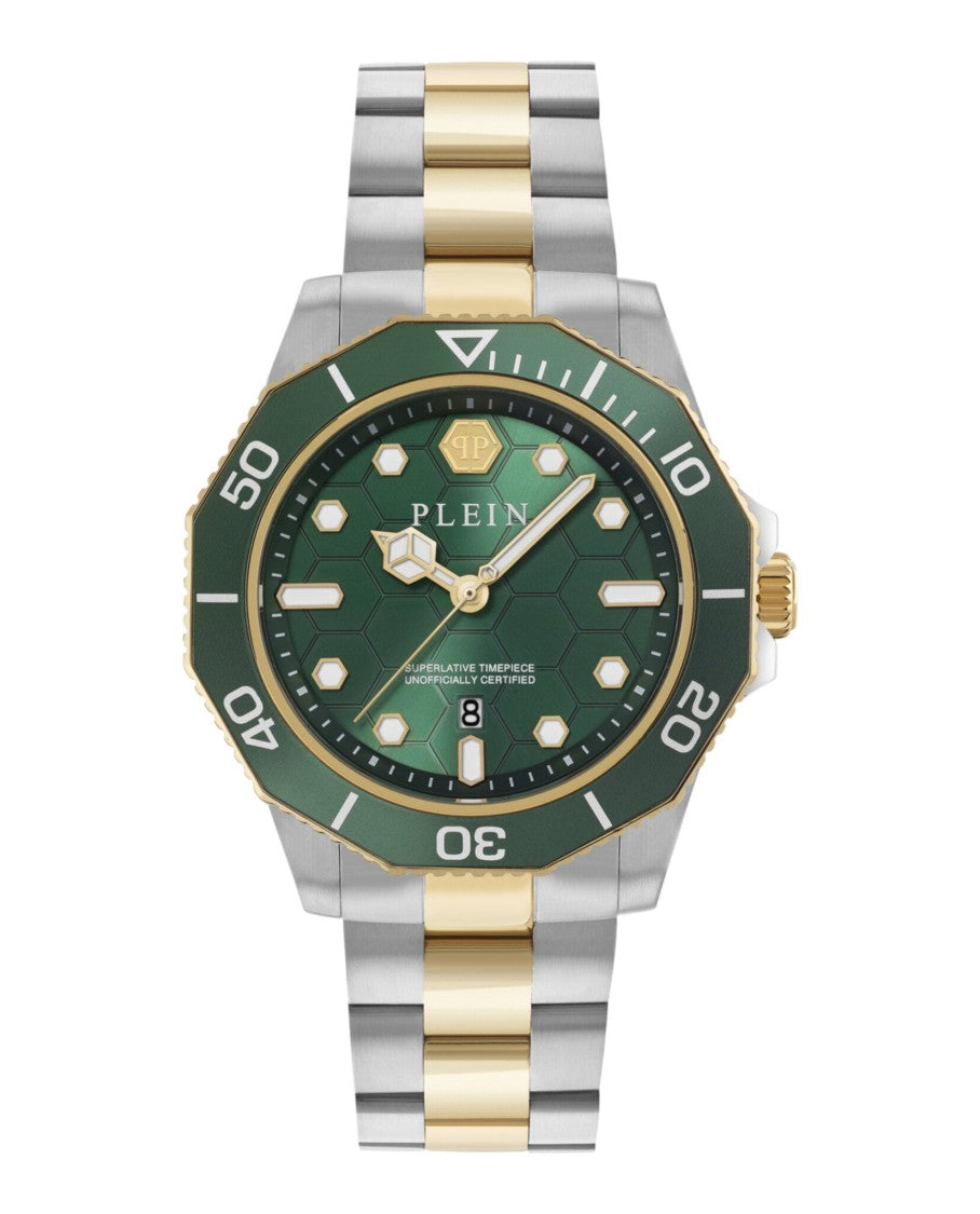 Philipp Plein Aquastorm Silicone Watch With Two-Tone Case And Guilloche Dial