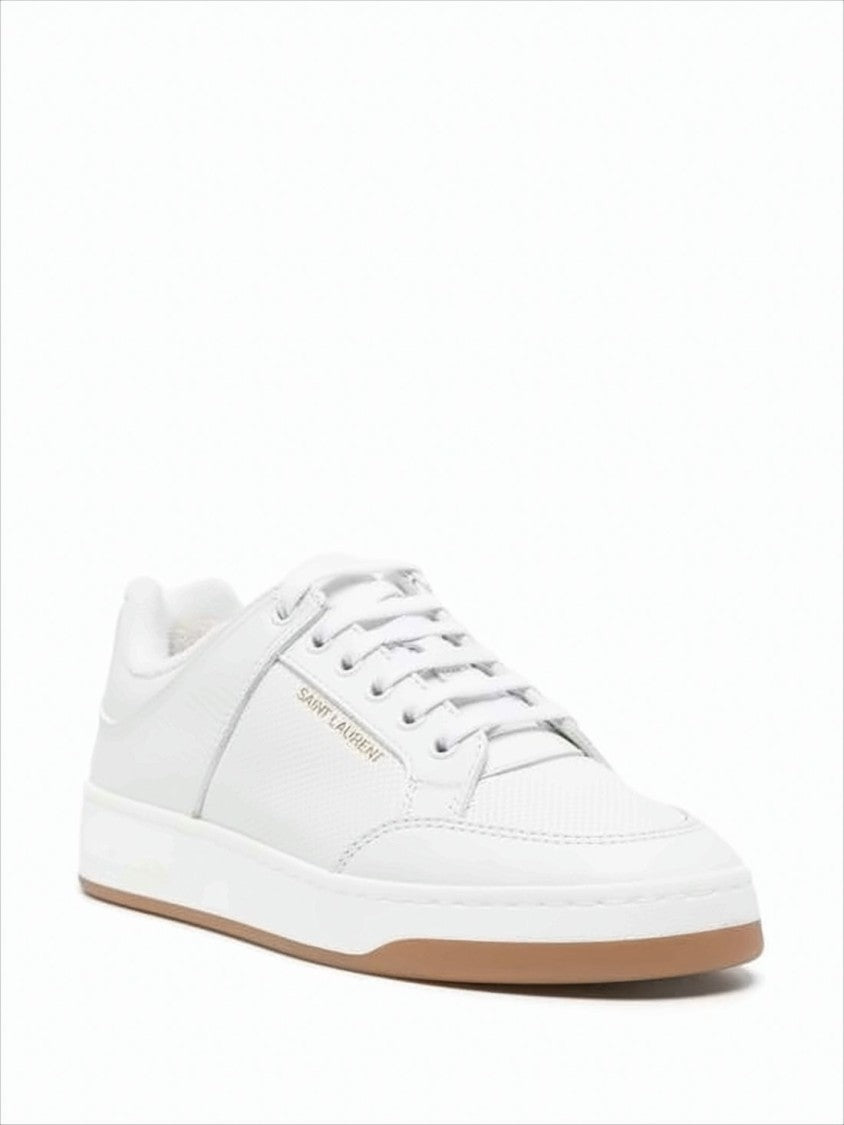 Saint Laurent Smooth Calf Leather Low-Top Sneakers With Embossed Detailing