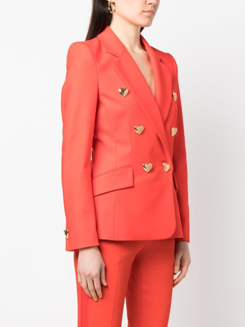 Moschino Heart-Button Double-Breasted Blazer With Tailored Silhouette