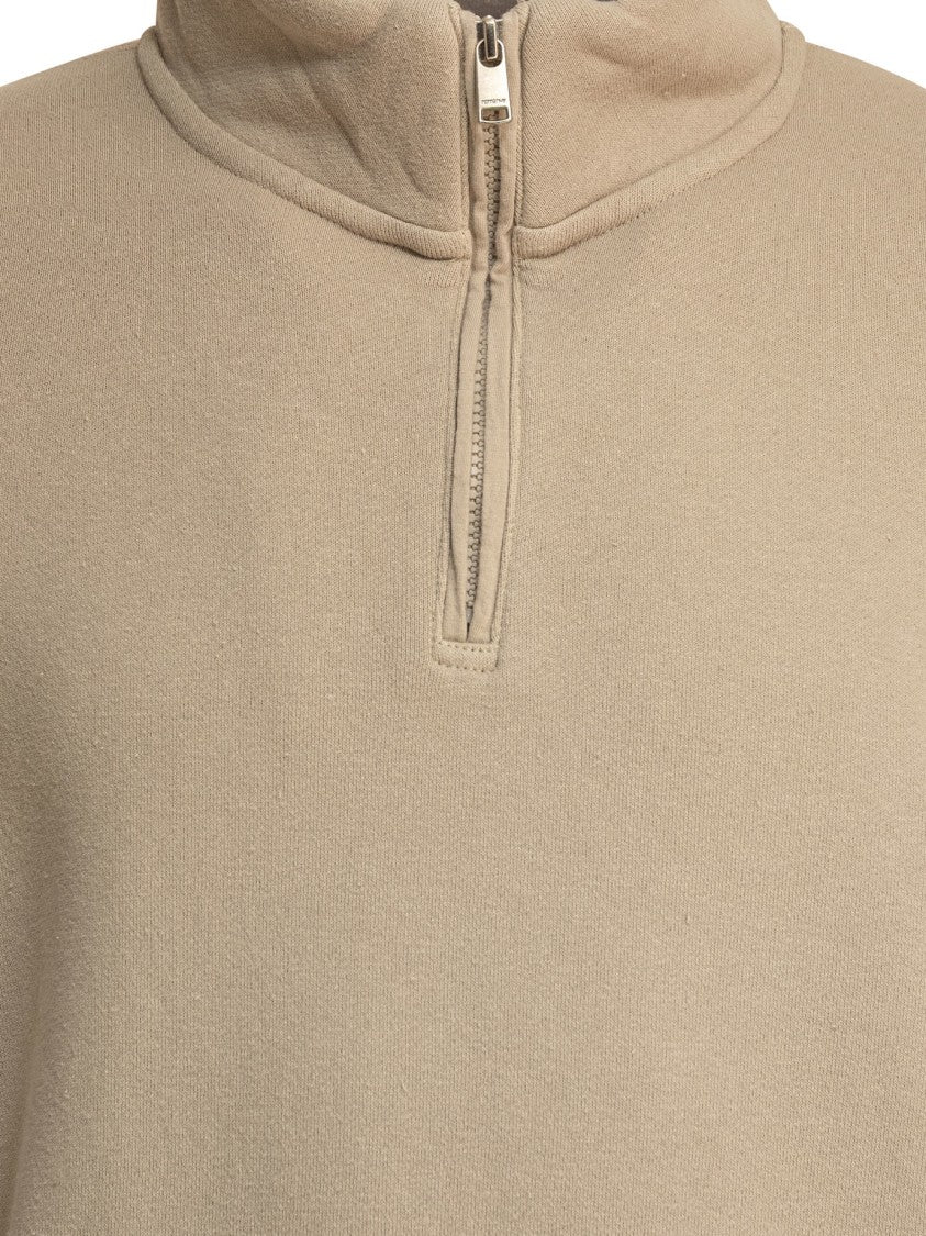 Nonnative Half-Zip Beige Sweatshirt With High Collar