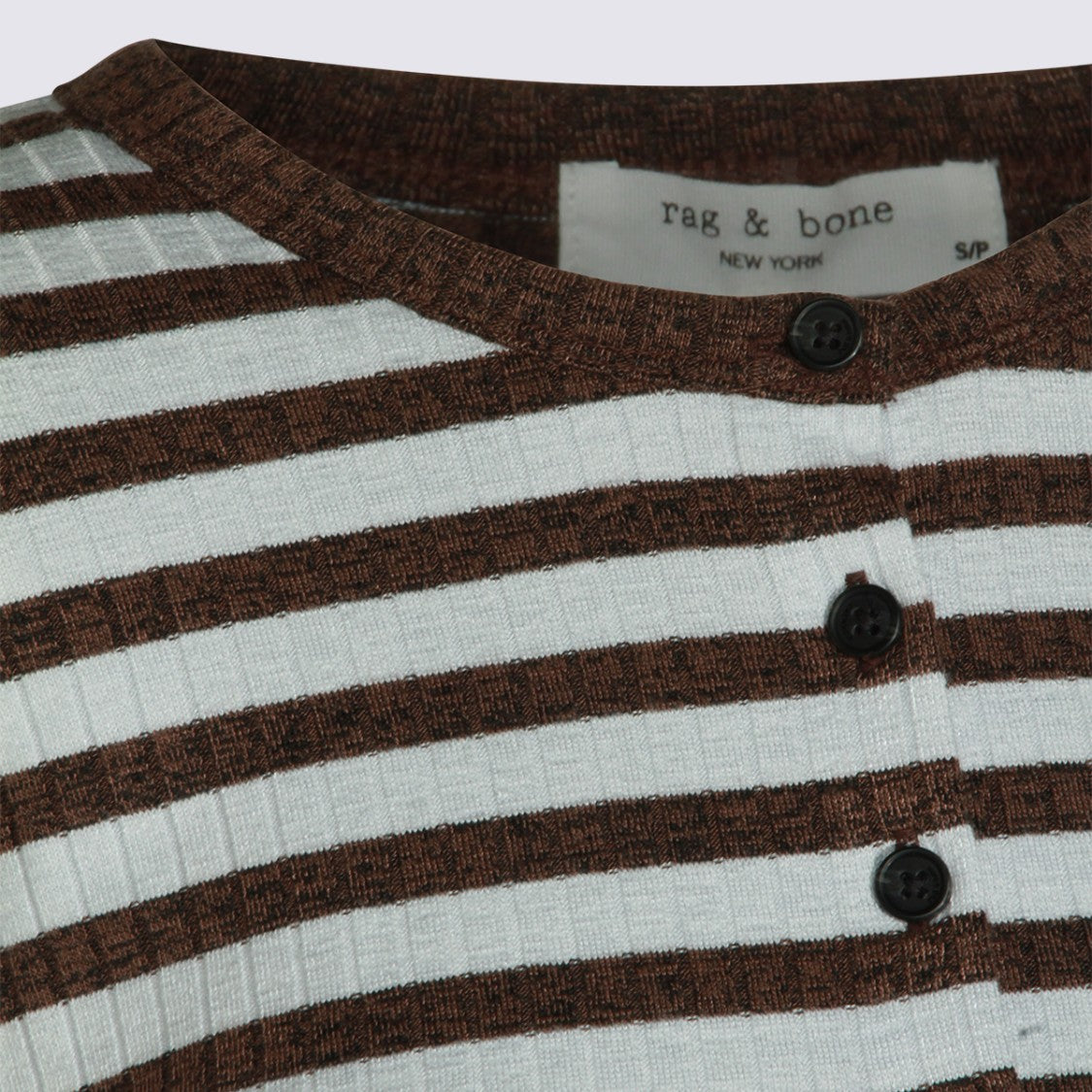 Rag & Bone Horizontal Striped Fitted Cardigan Sweater With Button Detail