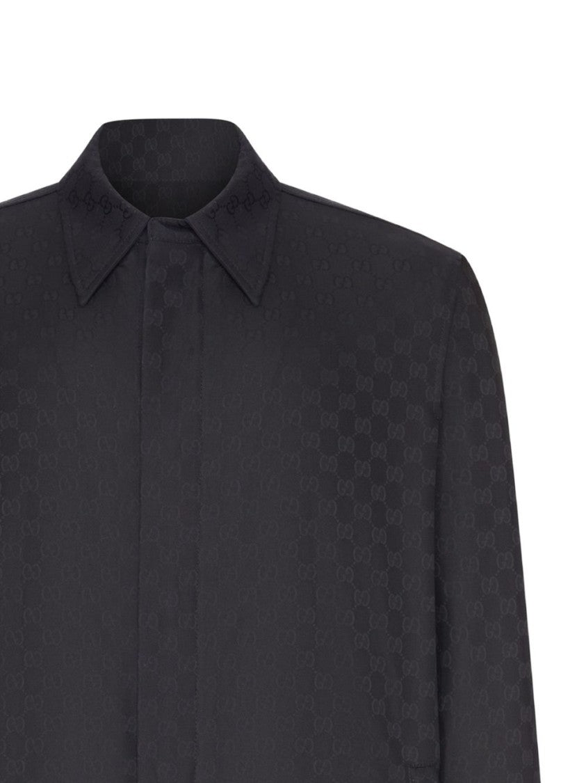 Gucci Concealed-Closure Tonal Pattern Cotton Jacket