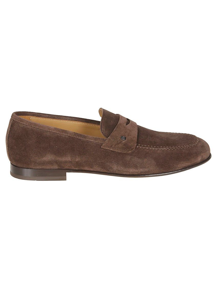Baldinini Brown Suede Penny Strap Loafers