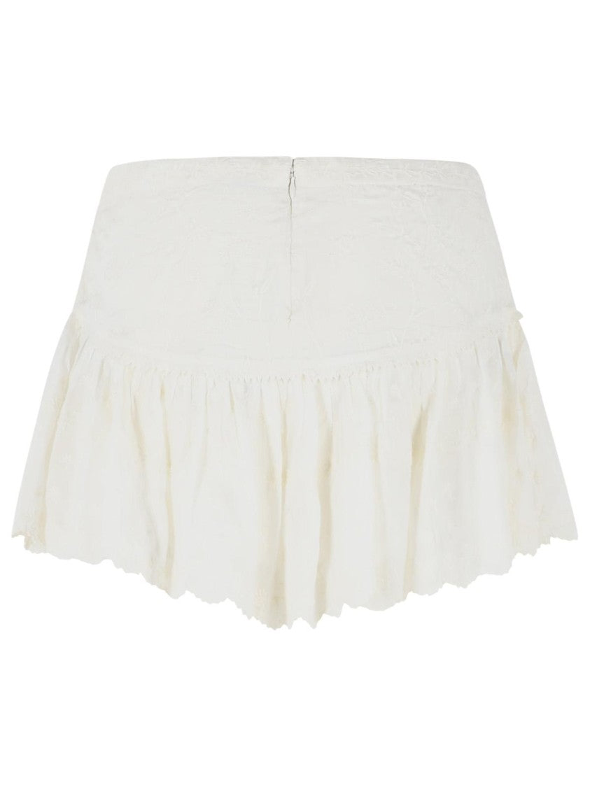Isabel Marant White Zoelia Embroidered Cotton-Silk Shorts