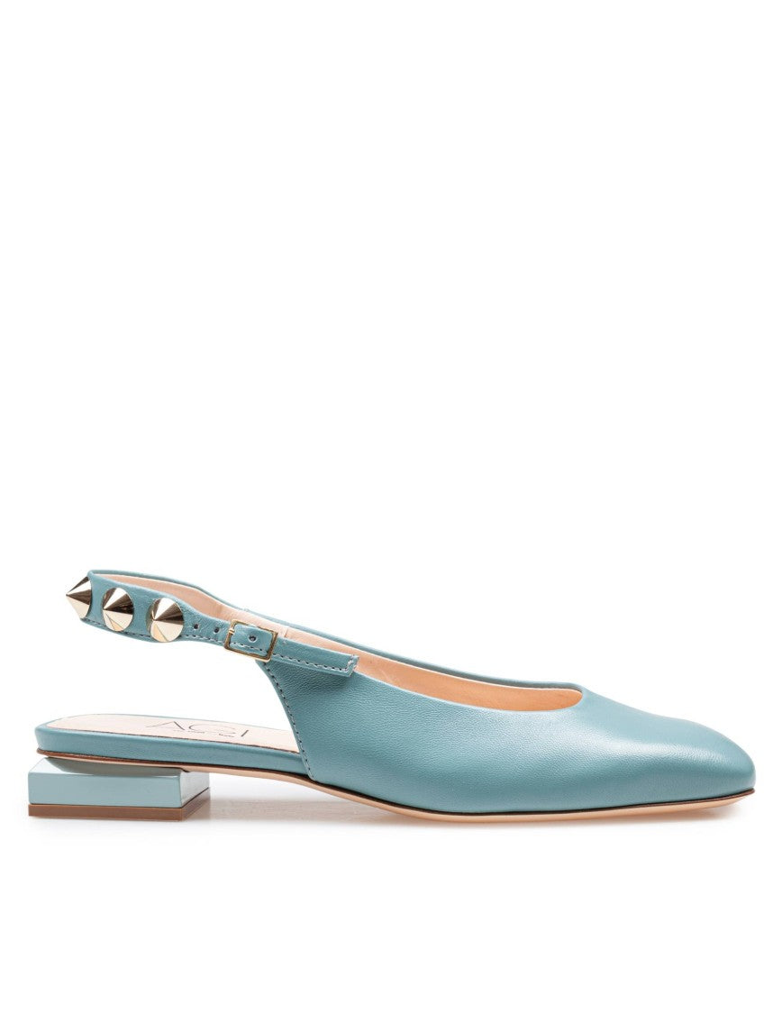 Agl Slingback Ballerina In Matcha Blue Leather